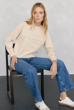 Pedro del Hierro Sudadera logo bordado Crudo Sale