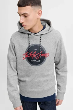 Jack & Jones Sudadera logo con capucha gris Online