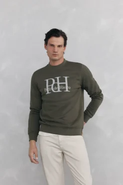Pedro del Hierro Sudadera logo cuello caja Verde Hot