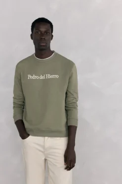 Pedro del Hierro Sudadera logo cuello caja Verde Sale