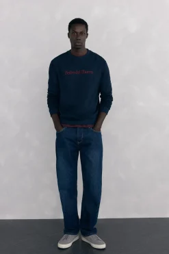 Pedro del Hierro Sudadera logo cuello caja Azul Outlet