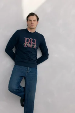 Pedro del Hierro Sudadera logo cuello caja Azul Discount