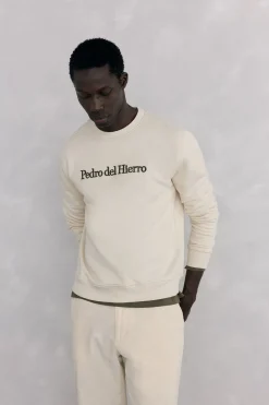 Pedro del Hierro Sudadera logo cuello caja Beige Discount