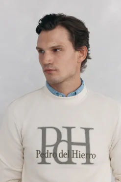 Pedro del Hierro Sudadera logo cuello caja Beige