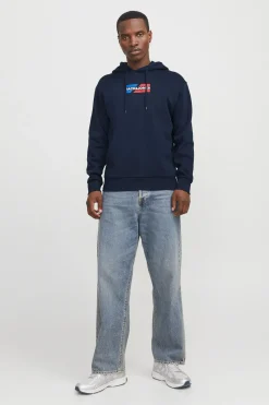 Jack & Jones Sudadera logo frontal azul Discount