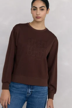 Pedro del Hierro Sudadera logo pdh Marr&oacute;n Outlet