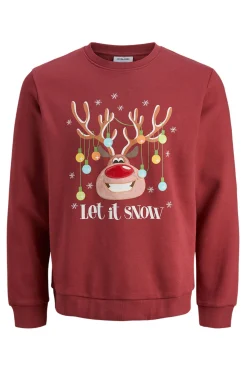 Jack & Jones Sudadera navideña cuello redondo rojo Online