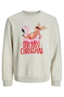 Jack & Jones Sudadera navideña cuello redondo blanco Best