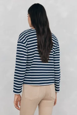 Pedro del Hierro Sudadera rayas bordada Azul Online