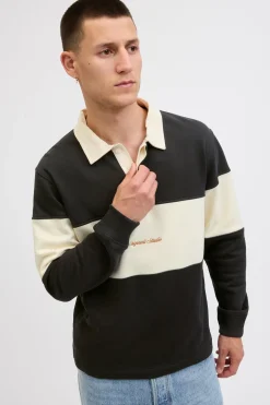 Jack & Jones Sudadera tipo polo franja negro Clearance