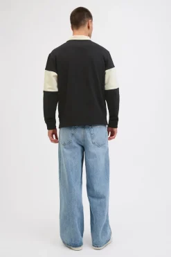 Jack & Jones Sudadera tipo polo franja negro Clearance