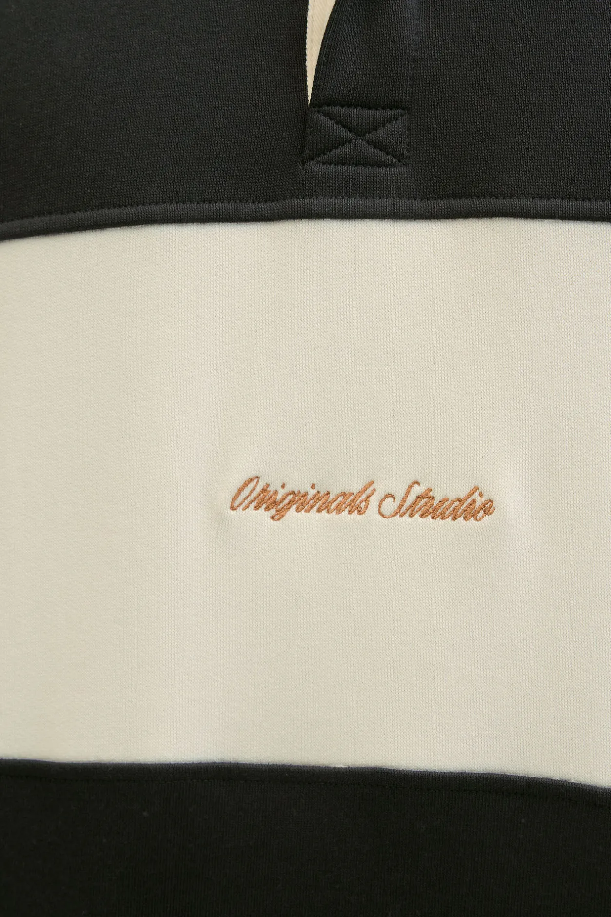 Jack & Jones Sudadera tipo polo franja negro Clearance