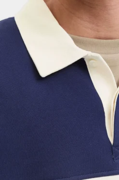 Jack & Jones Sudadera tipo polo franja azul Discount