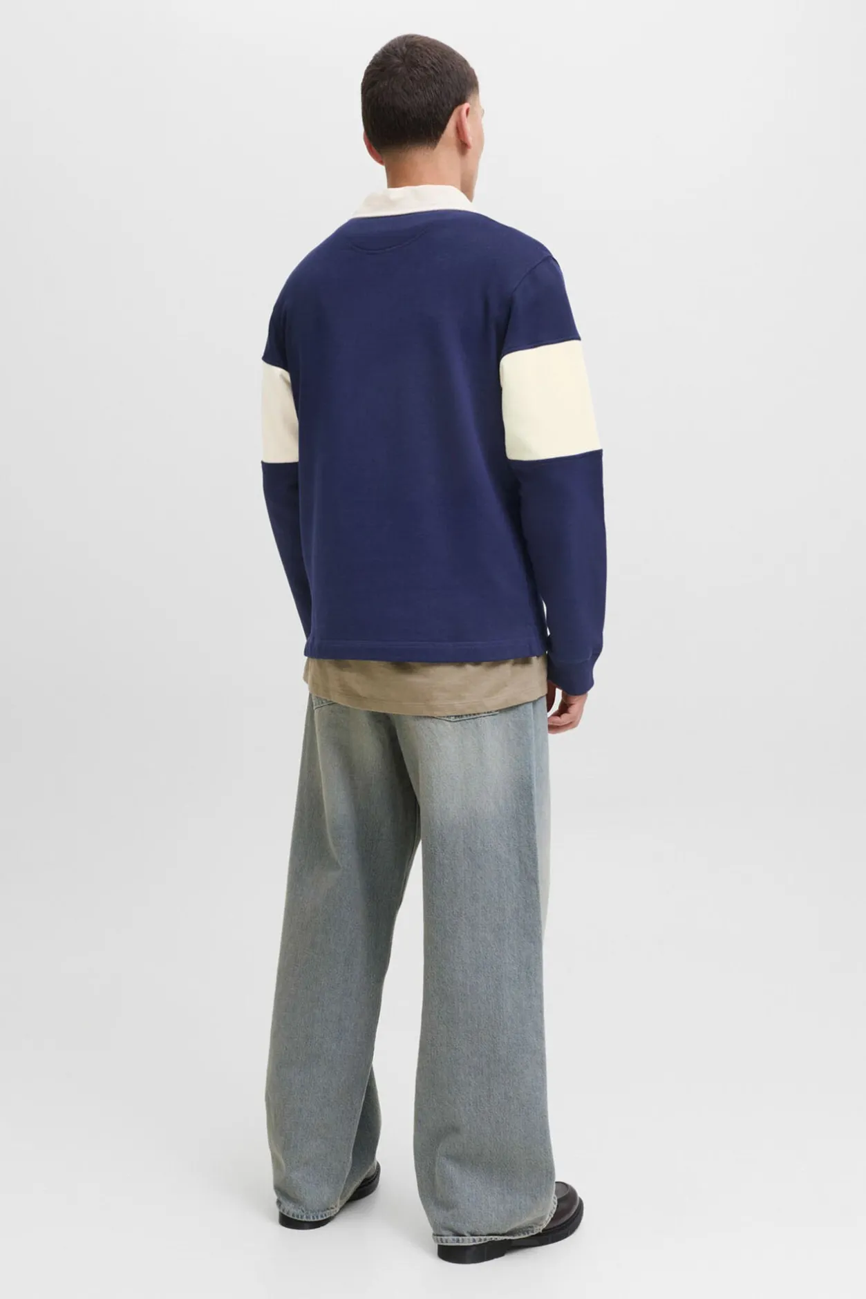 Jack & Jones Sudadera tipo polo franja azul Discount