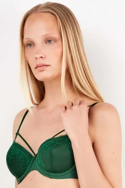 Gisela Sujetador capacidad sin relleno detalle cordones verde Discount