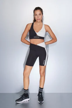 Dash and Stars Sujetador deportivo 4D Stretch blanco y negro Best