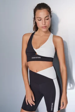Dash and Stars Sujetador deportivo 4D Stretch blanco y negro Best