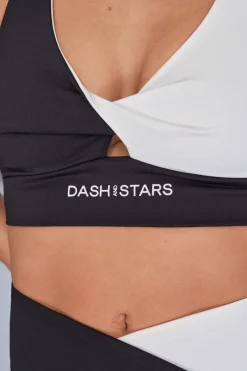 Dash and Stars Sujetador deportivo 4D Stretch blanco y negro Best