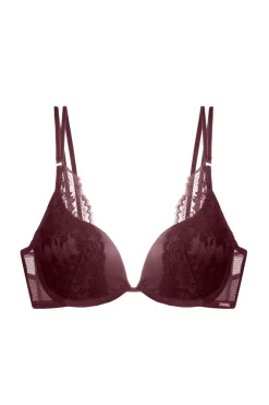 Dorina Sujetador Lyra de satén con relleno y escote profundo rojo Hot