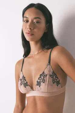 Women'secret Sujetador NATURAL tul bordado negro