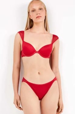 Gisela Sujetador push up en tul plumetti rojo Discount