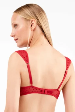 Gisela Sujetador push up en tul plumetti rojo Discount