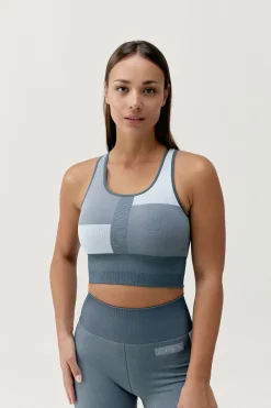 Born Living Yoga Sujetador top deportivo Athena gris/blanco estampado Sale