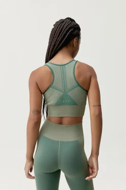 Born Living Yoga Sujetador top deportivo Buddha verde estampado Online