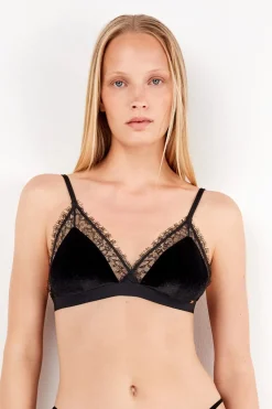 Gisela Sujetador triangular en terciopelo negro Outlet