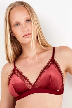 Gisela Sujetador triangular en terciopelo rojo Sale