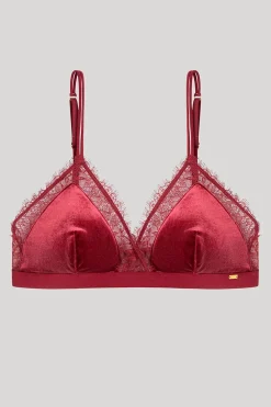 Gisela Sujetador triangular en terciopelo rojo Sale