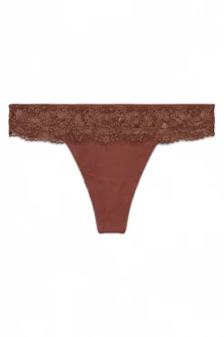 Women'secret Tanga encaje cintura marrón marrón Sale