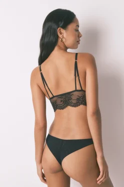 Women'secret Tanga encaje tul negro Sale