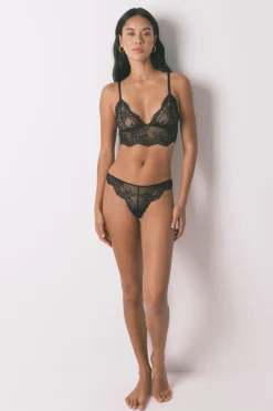 Women'secret Tanga encaje tul negro Sale