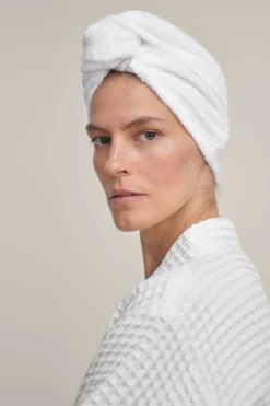 Textura Toalla cabeza algodón bambú blanco New