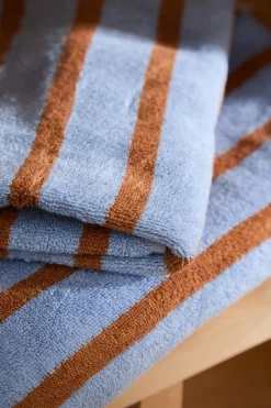 Calma House Toalla de baño de algodón de rizo a rayas es Saturno azul Discount