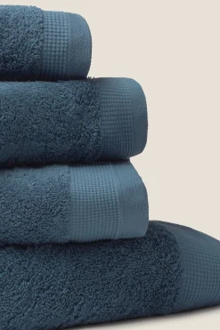 Textura Toalla ducha rizo algodón egipcio 70x140cm. azul Clearance