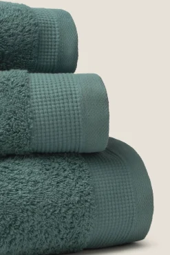 Textura Toalla lavabo rizo algodón egipcio 50x90cm. verde Hot