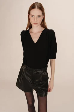 Grace & Mila Top ancho lúrex Negro Clearance