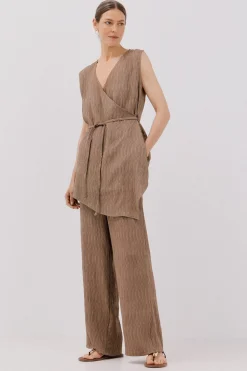 Cortefiel Top asimétrico textura Estampado marr&oacute;n Outlet