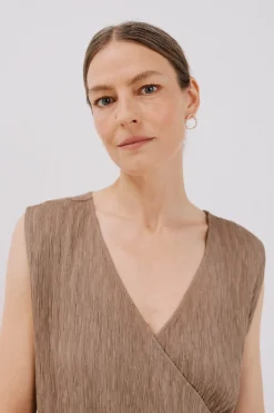 Cortefiel Top asimétrico textura Estampado marr&oacute;n Outlet