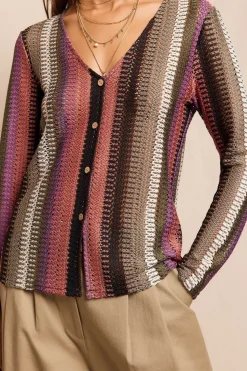 Slowlove Top botones estructura rayas Multicolor