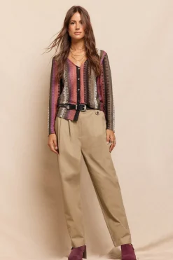 Slowlove Top botones estructura rayas Multicolor