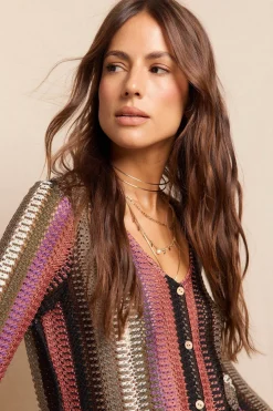 Slowlove Top botones estructura rayas Multicolor