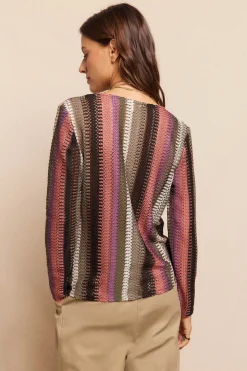 Slowlove Top botones estructura rayas Multicolor