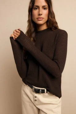 Slowlove Top básico estructura Marr&oacute;n oscuro Clearance