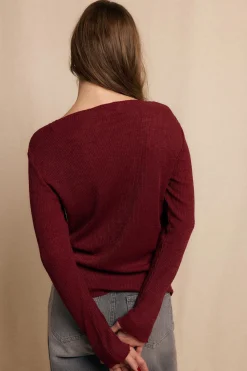 Slowlove Top básico melange Granate Clearance