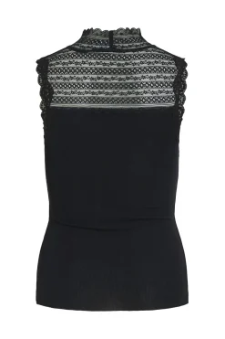 Vila Top con encaje de modal Negro Discount