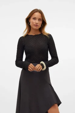 Vero Moda Top corto de manga larga Negro Online