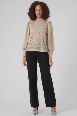 Vero Moda Top de encaje cuello cerrado Gris Outlet